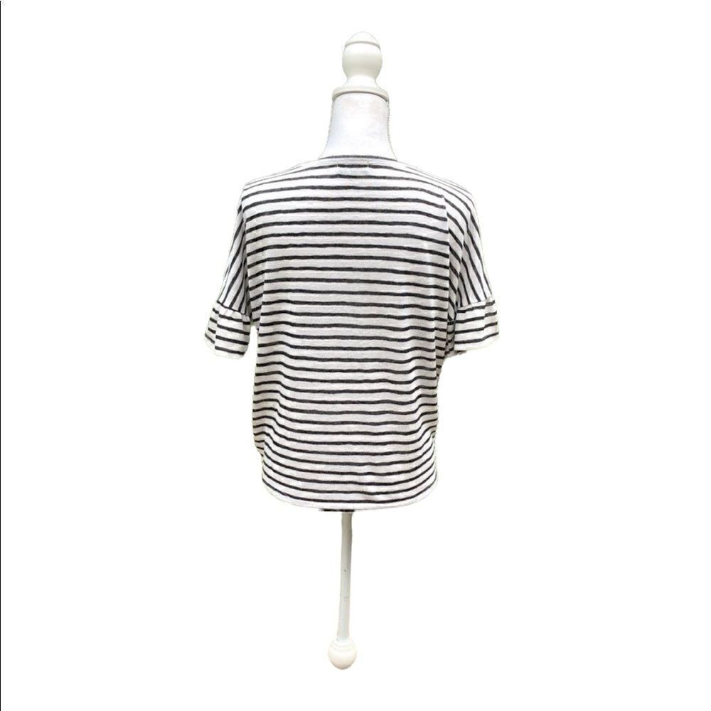 2/$15 Small Black and White Striped Tie Up Shirt - Picture 2 of 5